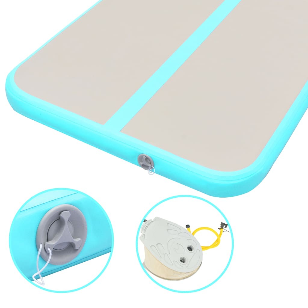 Inflatable Gymnastics Mat with Pump 400x100x10 cm PVC Green 21 Inflatable Gymnastics Mat with Pump 400x100x10 cm PVC Green